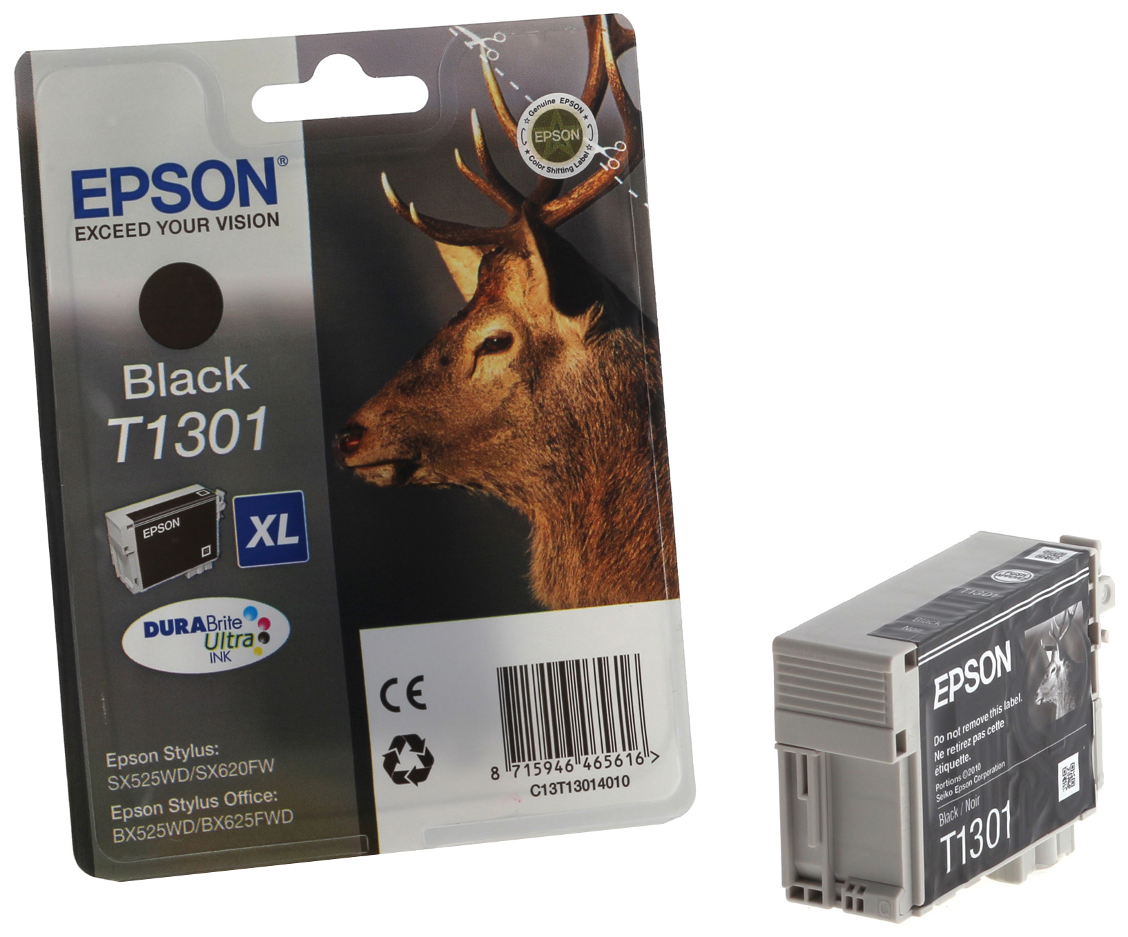Картридж струйный Epson T1301 C13T13014012 черный (945стр.) (25.4мл) для Epson B42WD