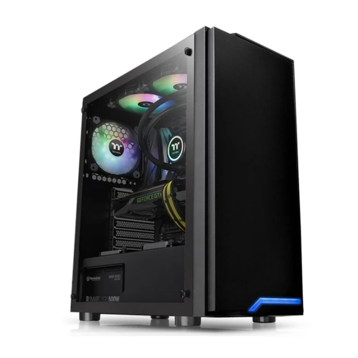 Корпус Thermaltake H100 TG, ATX, Midi-Tower, 2xUSB 3.0, черный, Без БП