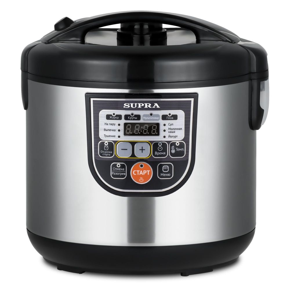 Мультиварка SUPRA MCS-5114 [5л, 860 Вт, кнопки, программ -10, отложенный старт, серебристый, черный]