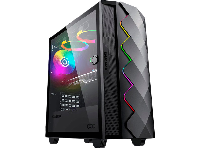 Корпус Mid-Tower GameMax Diamond COC черный [закаленное стекло, 1 x 120 мм, 1 x 140 мм, 0.5 мм] [MFG.A361]