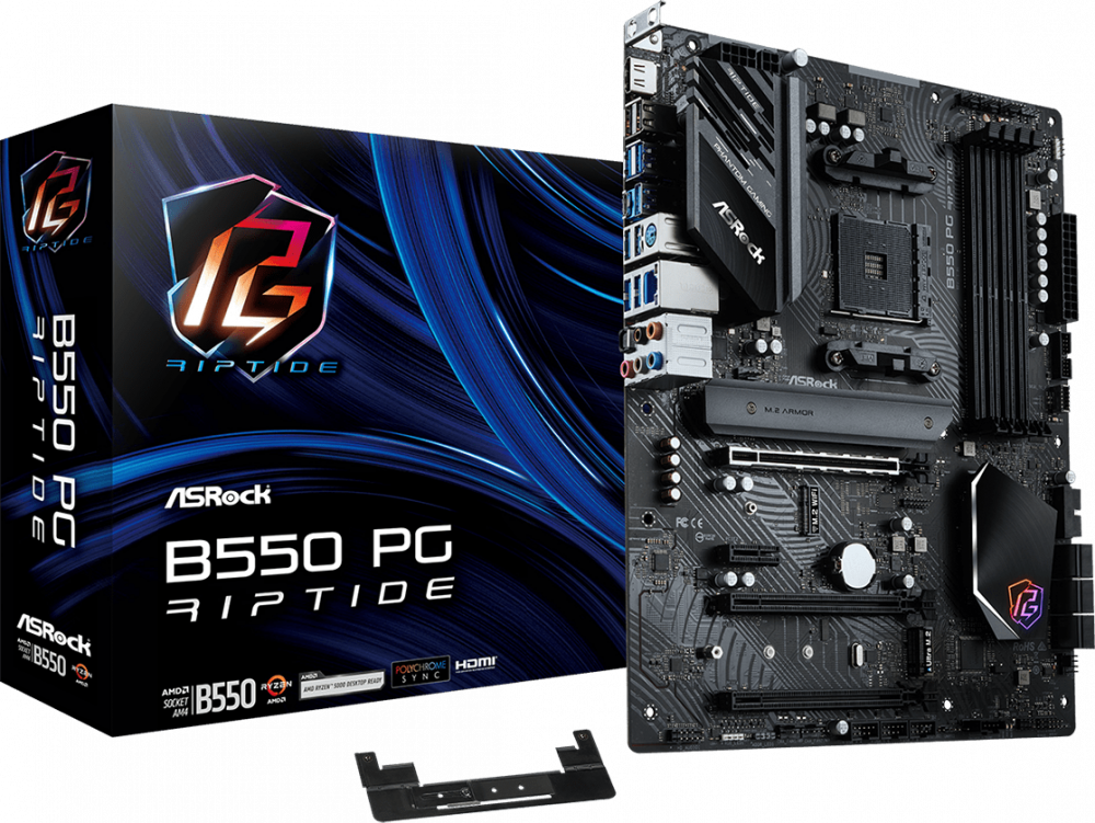 Материнская плата ASROCK B550M PG RIPTIDE, SocketAM4, AMD B550, mATX, Ret