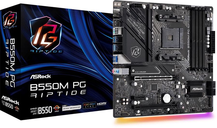 Материнская плата ASROCK B550M PG RIPTIDE, SocketAM4, AMD B550, mATX, Ret