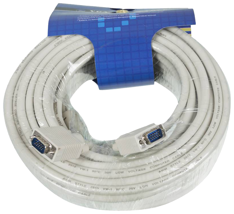 Кабель SVGA Ningbo CAB016S-20m VGA HD15 (m)/VGA HD15 (m) 20м феррит.кольца