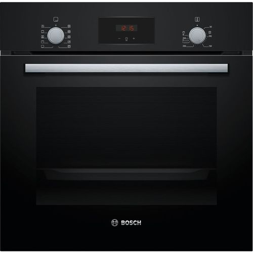 Электрический духовой шкаф Bosch Serie 2 HBF114EB1R [66 л, оч. паром, гриль, конв., сенсор, утапл. ручки, дисплей, черный, серебристый]