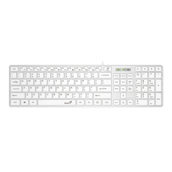 Клавиатура проводная Genius SlimStar 126, мембранная, USB, белый (31310017410)