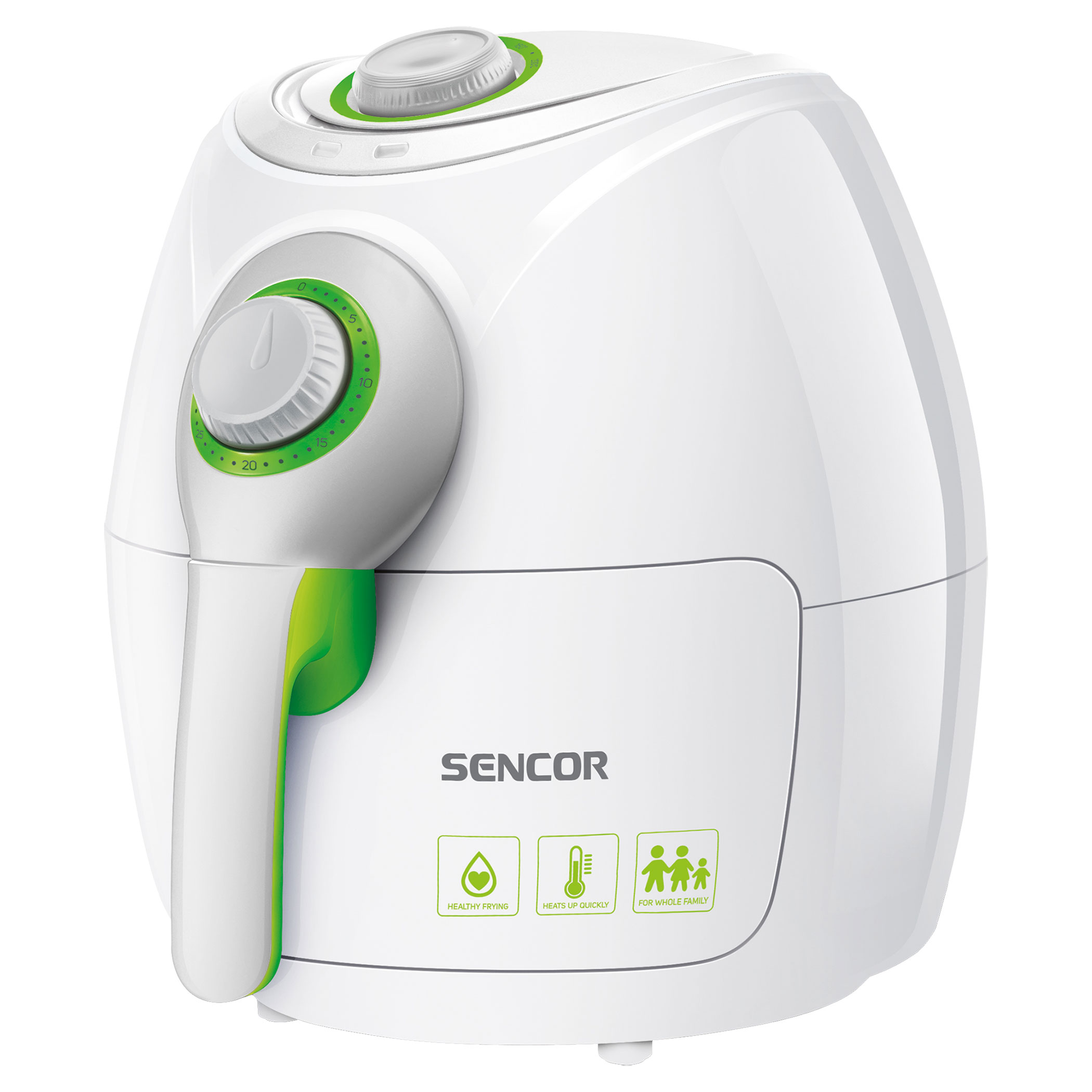 Аэрофритюрница SENCOR SFR3220WH, 1500 Вт, белый/зеленый