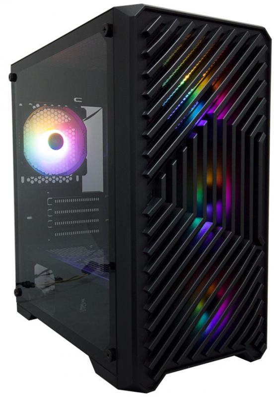 Корпус 1STPLAYER TRILOBITE T5, mATX, Midi-Tower, USB 3.0, RGB подсветка, черный, без БП (T5-BK-4F1)
