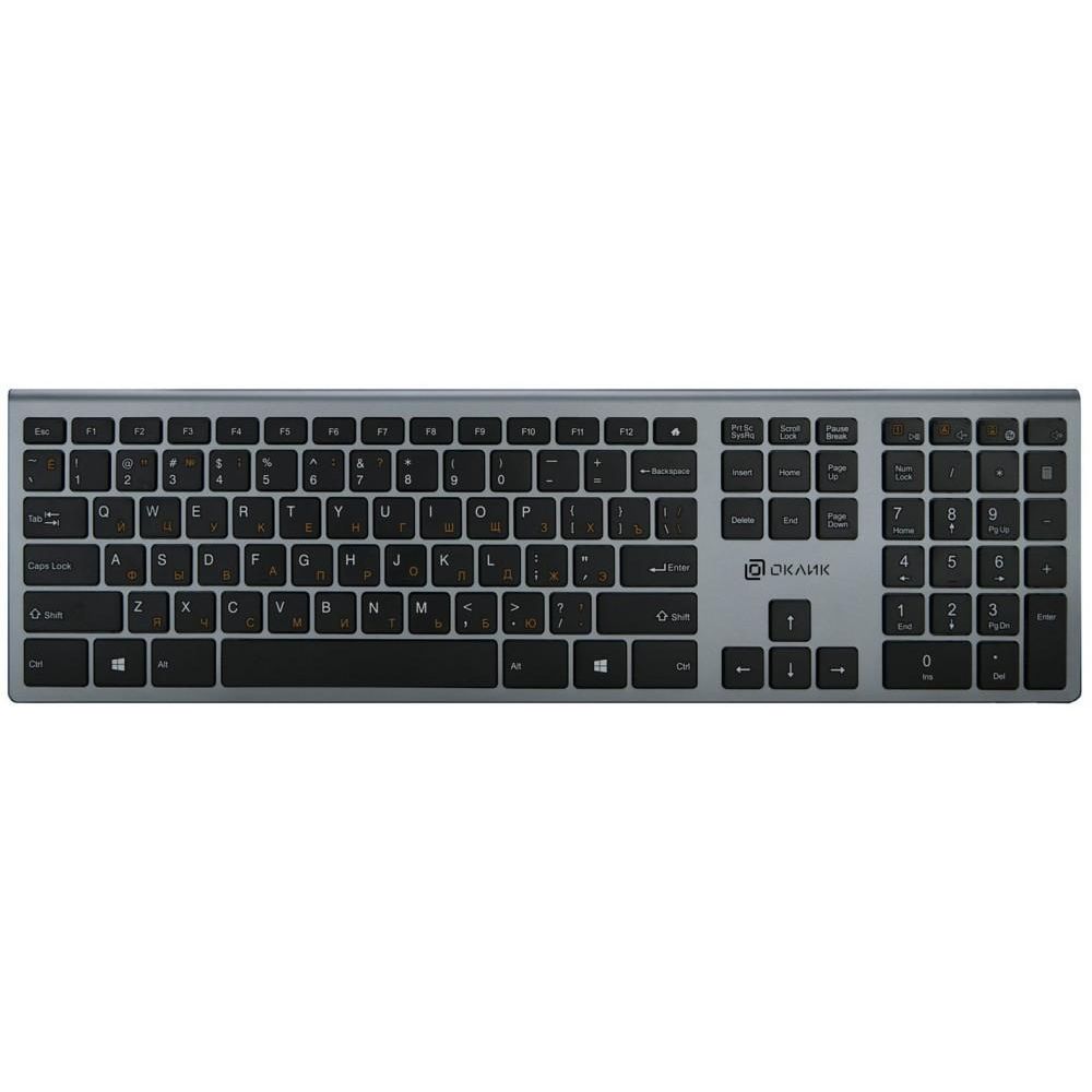 Клавиатура Oklick 890S серый USB беспроводная slim