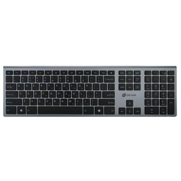 Клавиатура Oklick 890S серый USB беспроводная slim