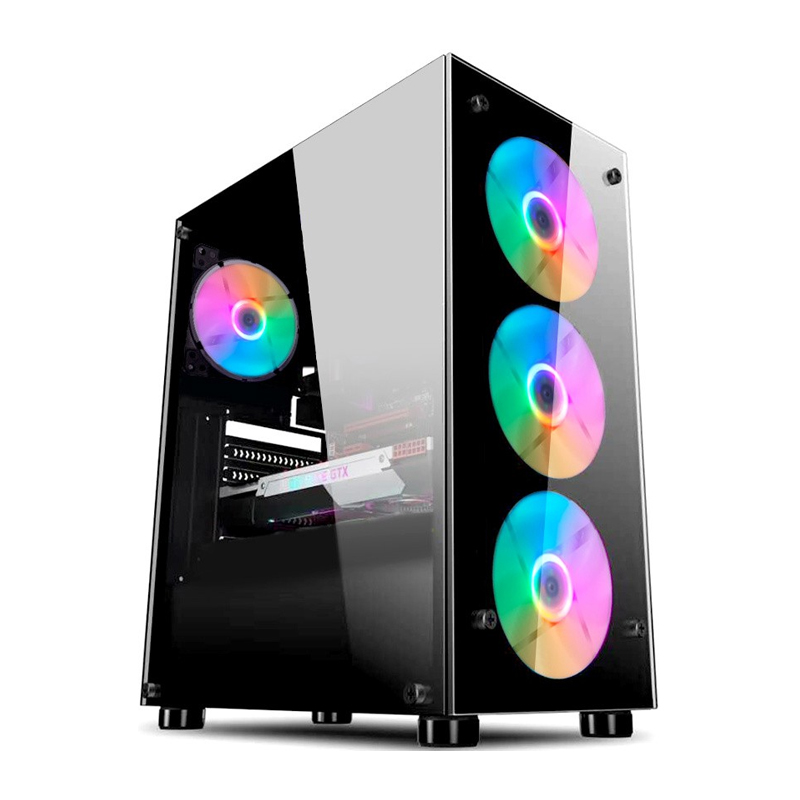 Корпус 1STPLAYERV3-A-4G6 FIRE DANCING V3-A / ATX, tempered glass / 4x 120mm LED fans inc. / V3-A-4G6