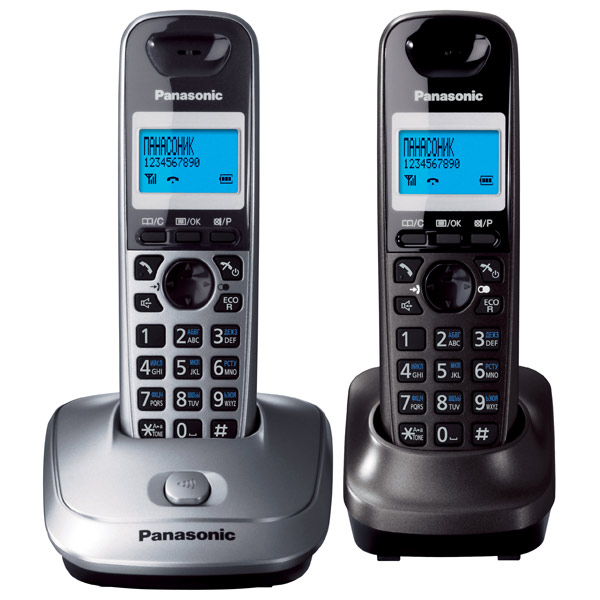 Радиотелефон Panasonic KX-TG2512, DECT, АОН, темно-серый металлик/серебристый (KX-TG2512RU1)