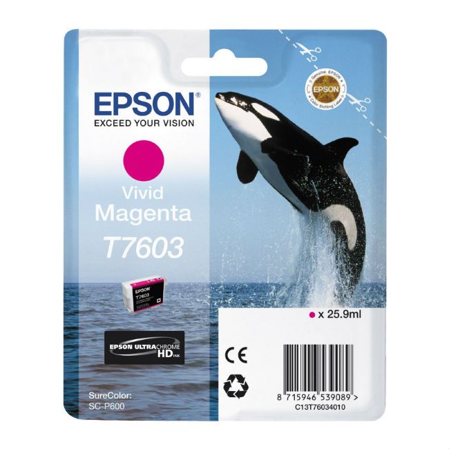 Картридж струйный Epson T7603 C13T76034010 пурпурный (1400стр.) (25.9мл)