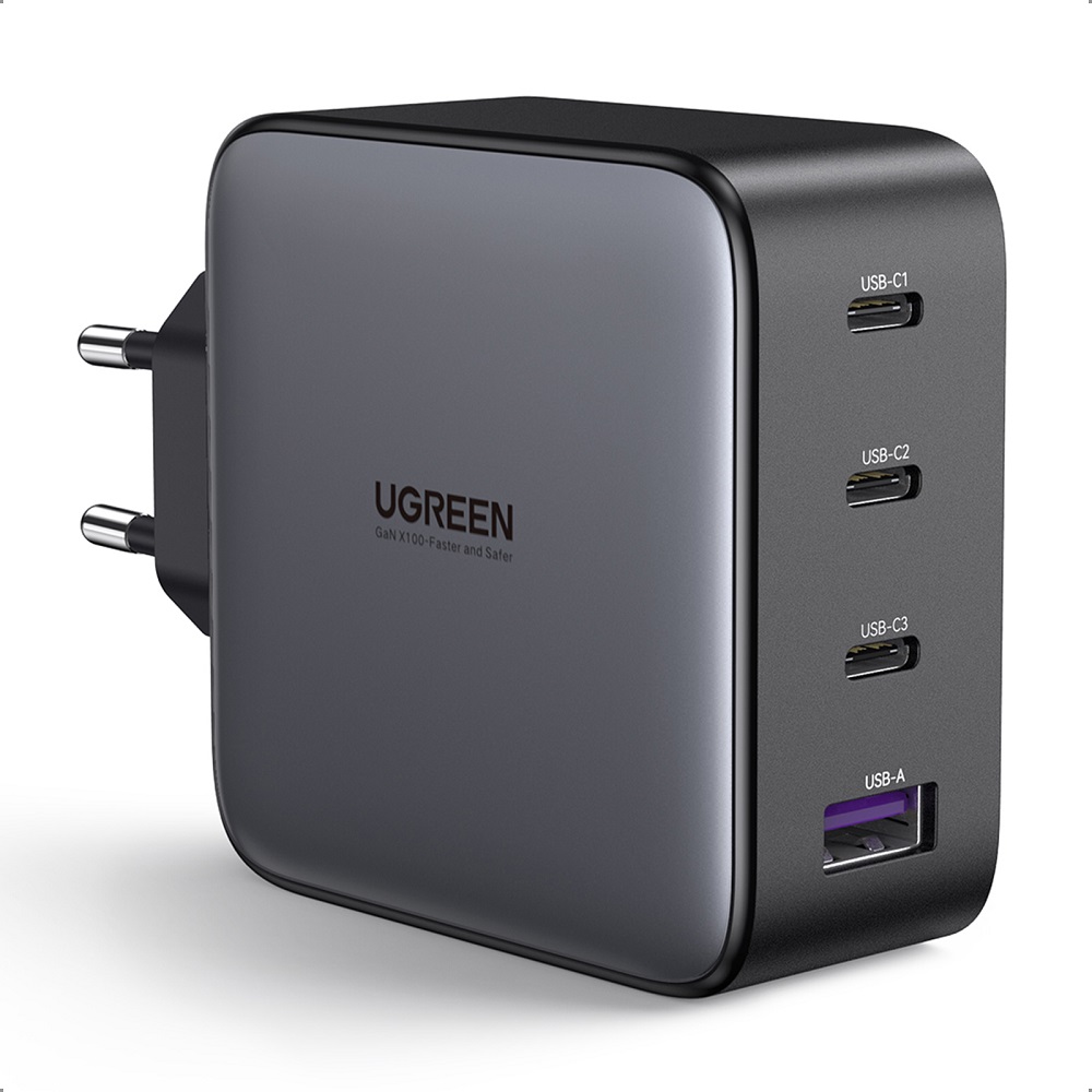 Сетевое зарядное устройство UGREEN CD226 (40747) USB-A+3*USB-C 100W GaN Tech Fast Charger EU. Цвет: черный