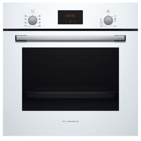 Электрический духовой шкаф Bosch Serie 2 HBF512BV1R [66 л, стекло, дисплей, очистка паром, сенсор, белый]
