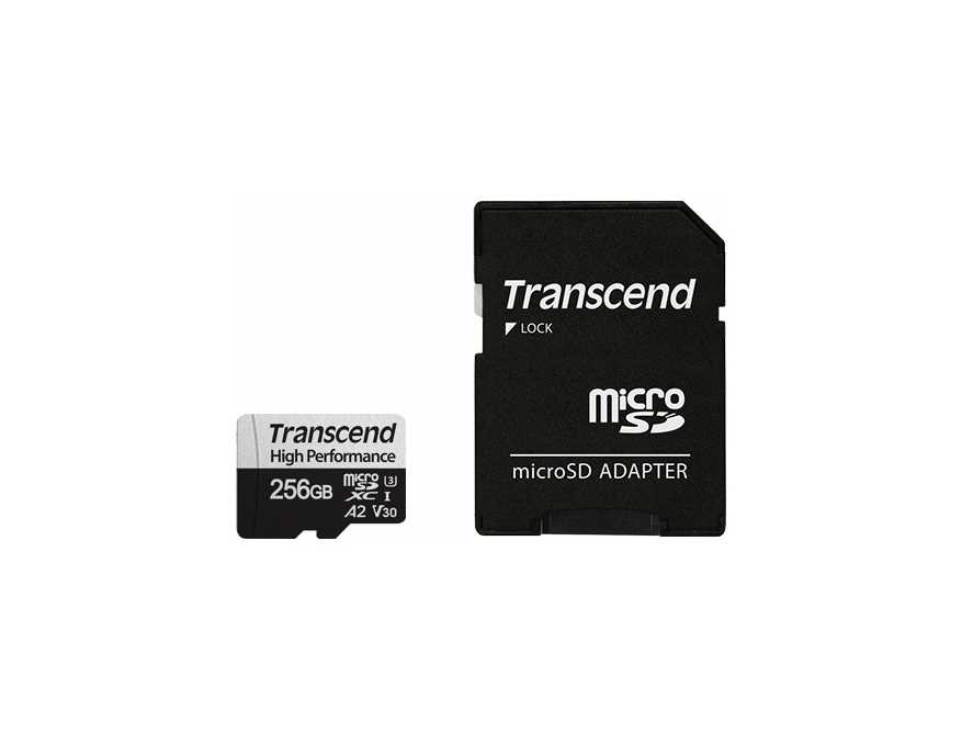 Карта памяти Transcend 256GB microSDXC Class 10 UHS-I U3 V30 A2 R100, W85MB/s with SD adapter