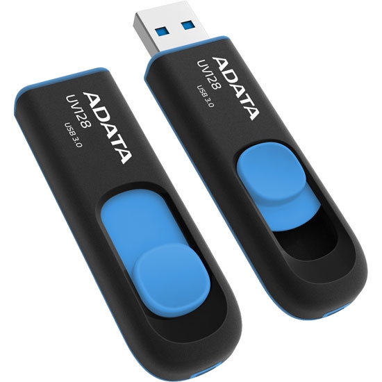 Флешка 32Gb USB 3.0 ADATA DashDrive UV128, черный/синий(AUV128-32G-RBE)