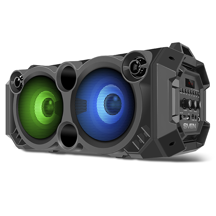 Портативная акустика SVEN PS-550, 36 Вт, microSD, Bluetooth, подсветка, черный