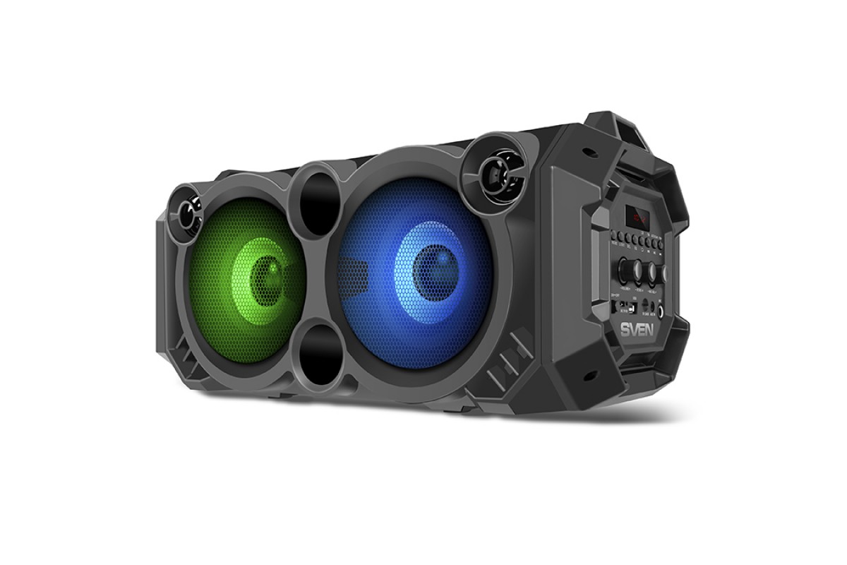 Портативная акустика SVEN PS-550, 36 Вт, microSD, Bluetooth, подсветка, черный