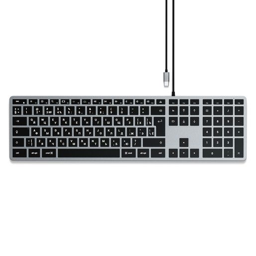 Клавиатура Satechi Slim W3 USB-C Wired Keyboard-RU. Раскладка - Русская. Цвет- Серый космос.
