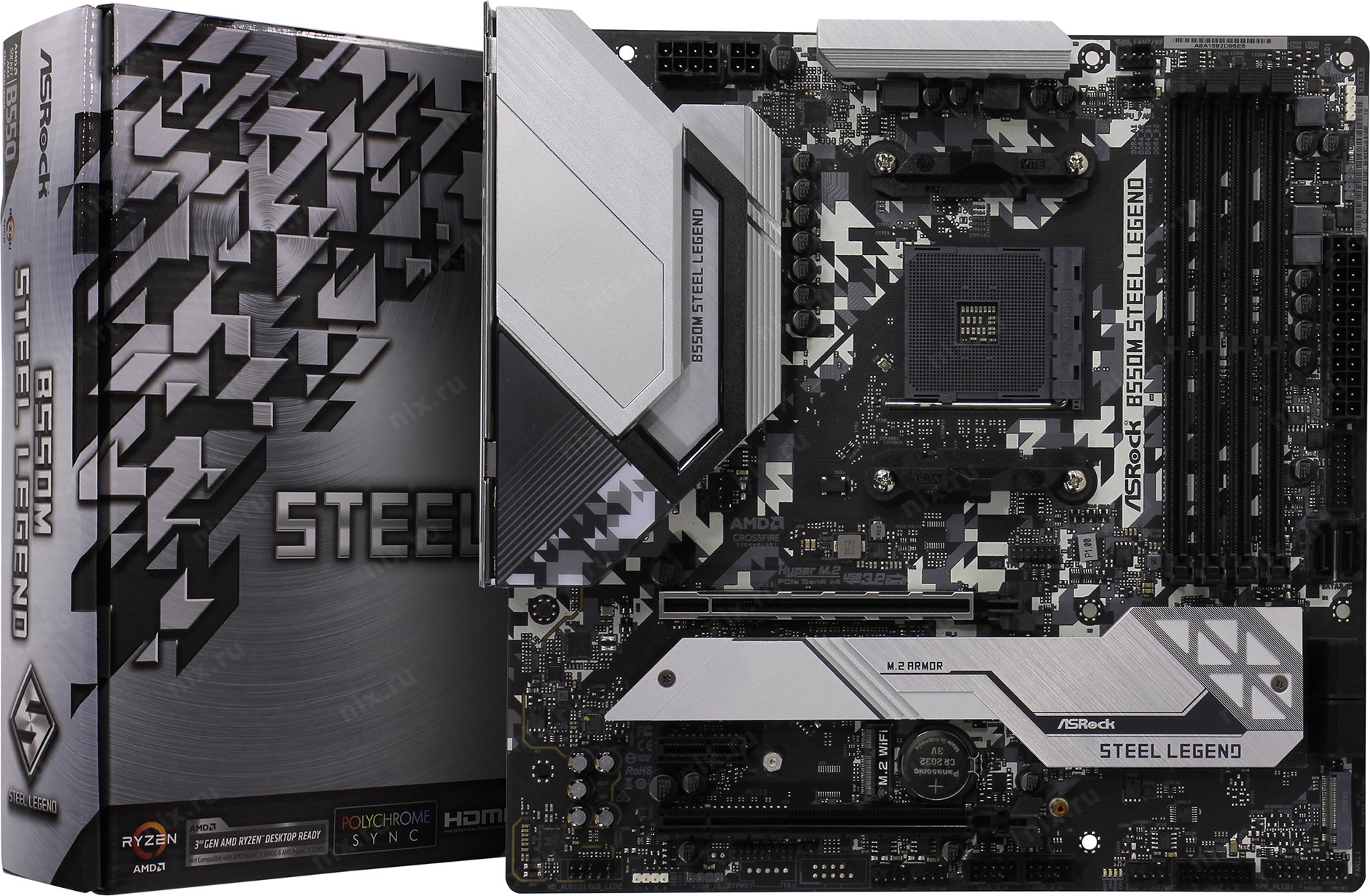 Материнская плата AMD B550 SAM4 MATX B550M STEEL LEGEND ASROCK