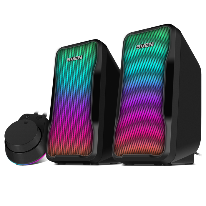 Акустика 2.0 SVEN 435, 10 Вт, Bluetooth, подсветка, черный