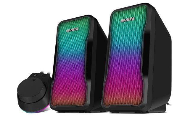 Акустика 2.0 SVEN 435, 10 Вт, Bluetooth, подсветка, черный