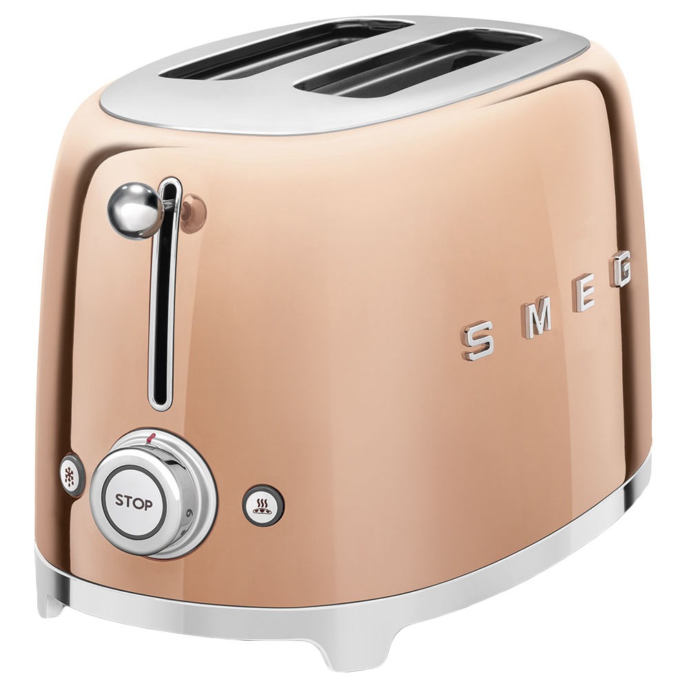 Тостер Smeg TSF01RGEU на 2 ломтика, розовое золото