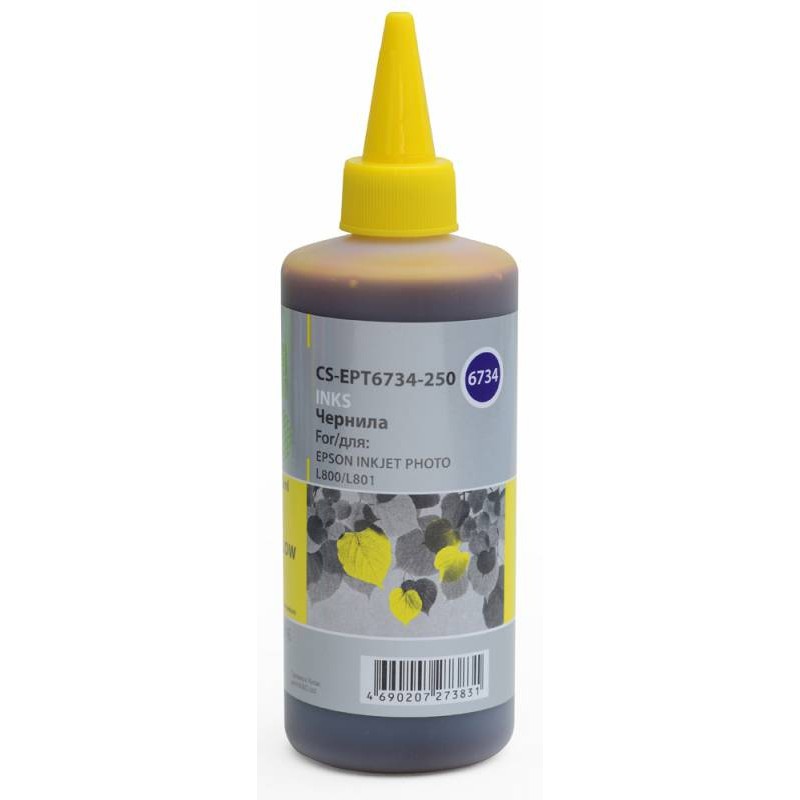 Чернила Cactus CS-EPT6734-250 T6734 желтый 250мл для Epson L800/L810/L850/L1800