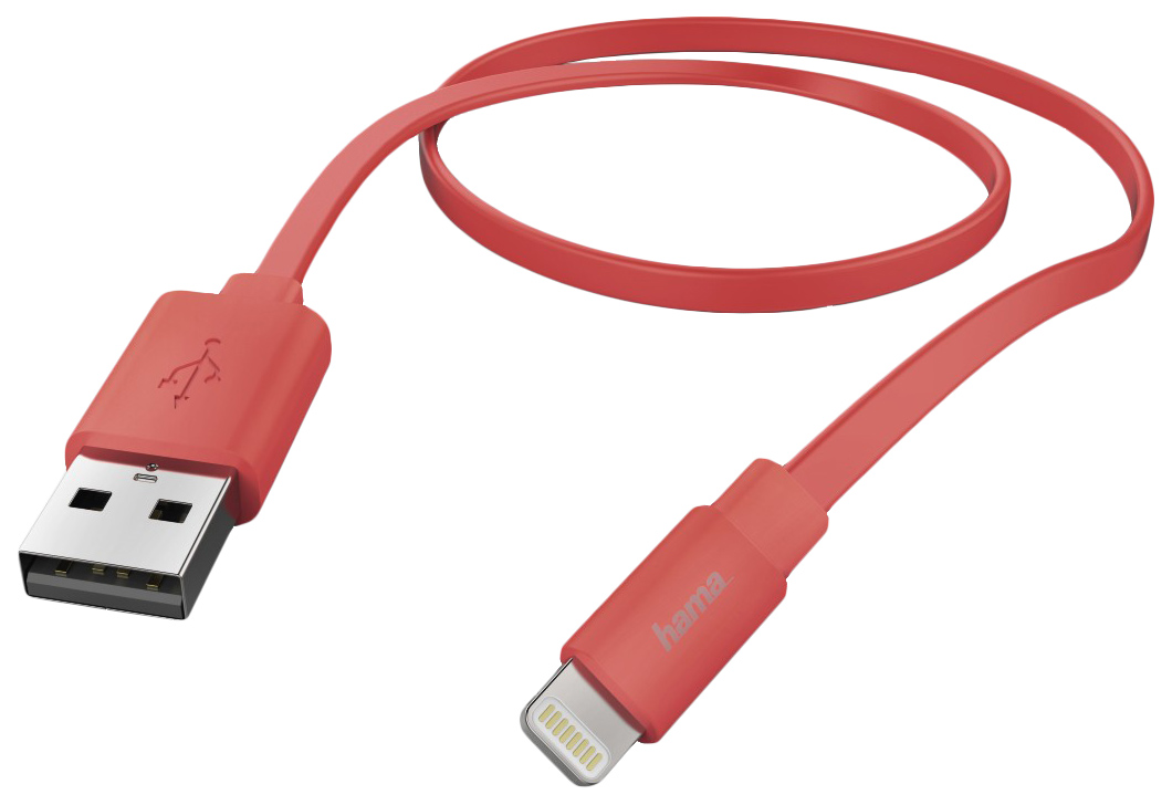 Кабель Hama Flat 00173645 USB (m)-Lightning (m) 1.2м розовый плоский