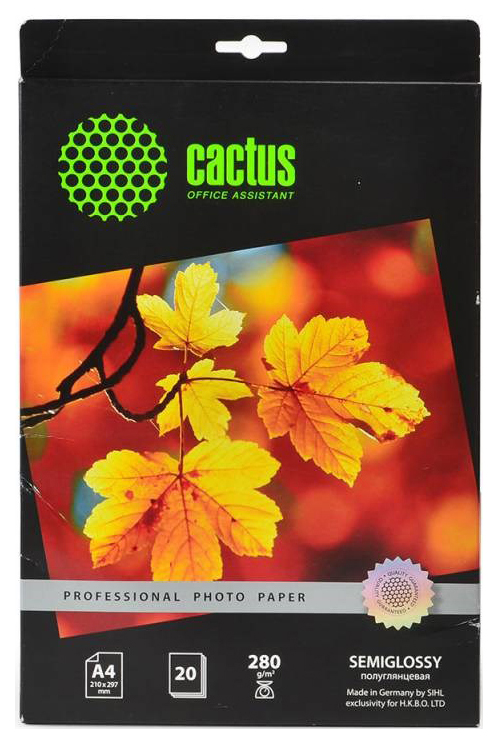 Фотобумага Cactus Prof CS-SGA428020 A4/280г/м2/20л./белый полуглянцевое для струйной печати