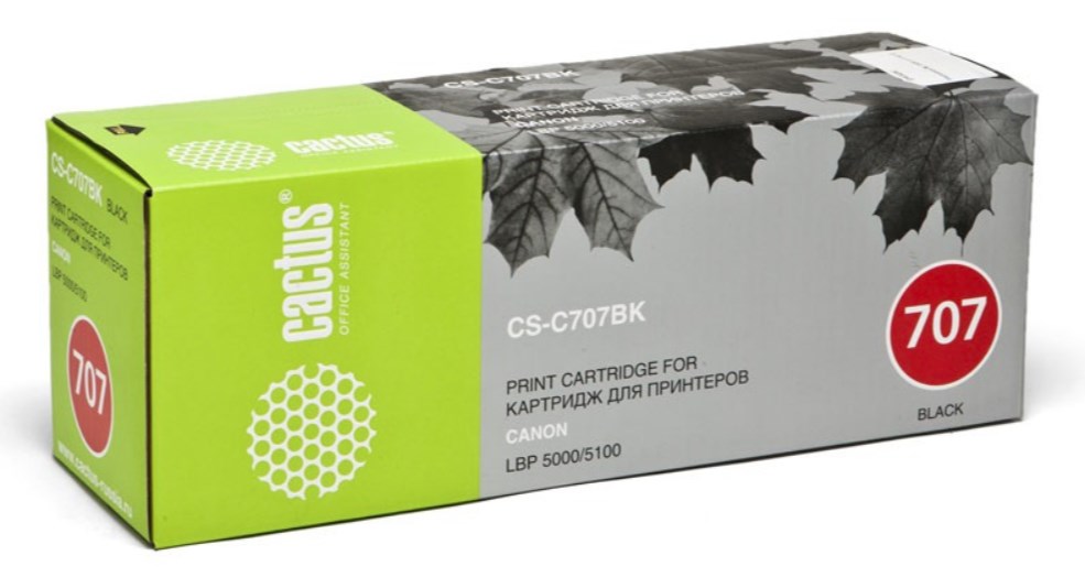 Картридж лазерный Cactus CS-C707BK 707 BK черный (2500стр.) для Canon LBP i-Sensys 5000/5100