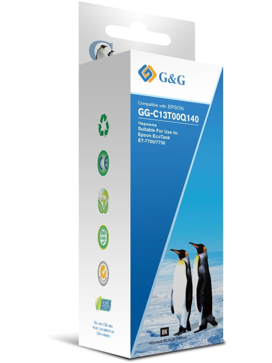 Чернила G&G GG-C13T00Q140 черный 140мл для Epson EcoTank 7700/7750
