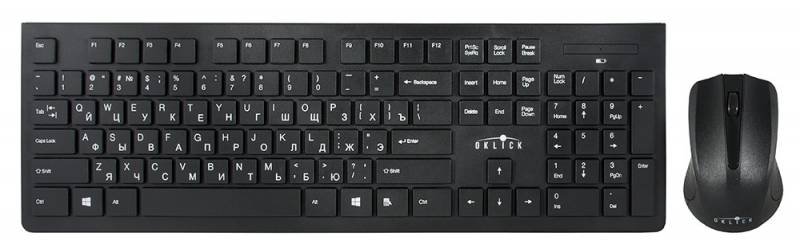 Клавиатура + мышь Оклик 250M клав:черный мышь:черный USB беспроводная slim (997834)