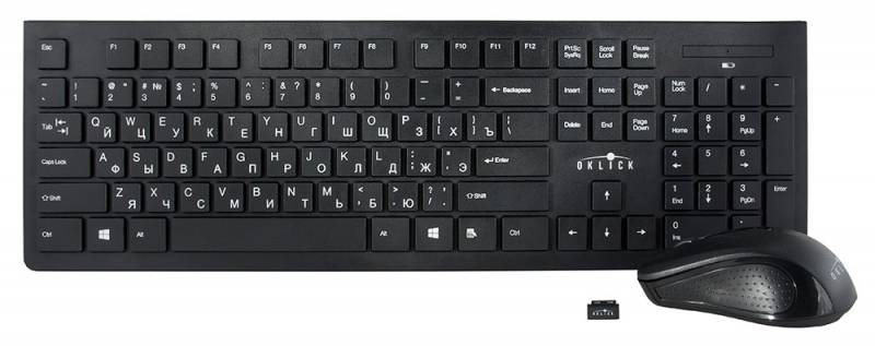 Клавиатура + мышь Оклик 250M клав:черный мышь:черный USB беспроводная slim (997834)