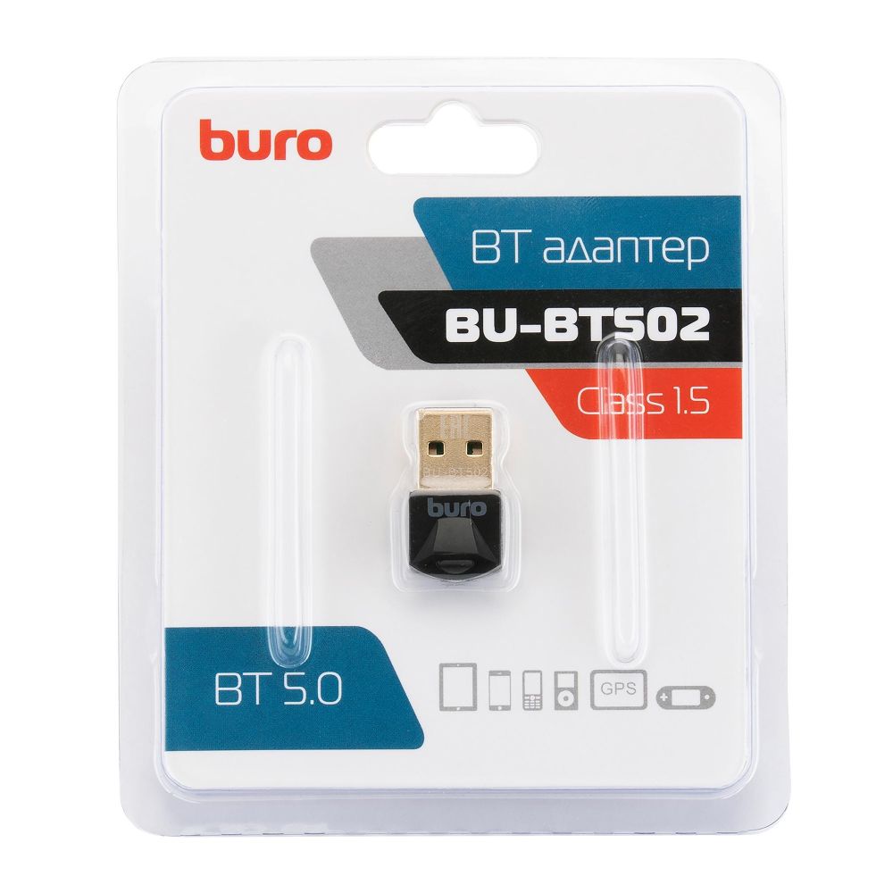 Адаптер USB Buro BU-BT502 BT5.0+EDR class 1.5 20м черный