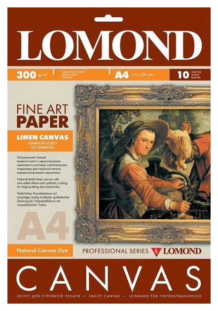 Холст Lomond 0908411 A4/300г/м2/10л./белый матовое лён для струйной печати