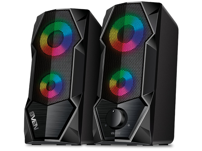 Колонки 2.0 SVEN 410, 6W, USB-питание, RGB подсветка, чёрный,пластик