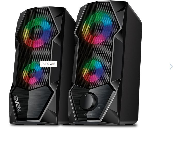 Колонки 2.0 SVEN 410, 6W, USB-питание, RGB подсветка, чёрный,пластик