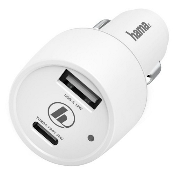 Автомобильное зар./устр. Hama H-183322 3A (PD+QC) USB/USB Type-C универсальное белый (00183322)