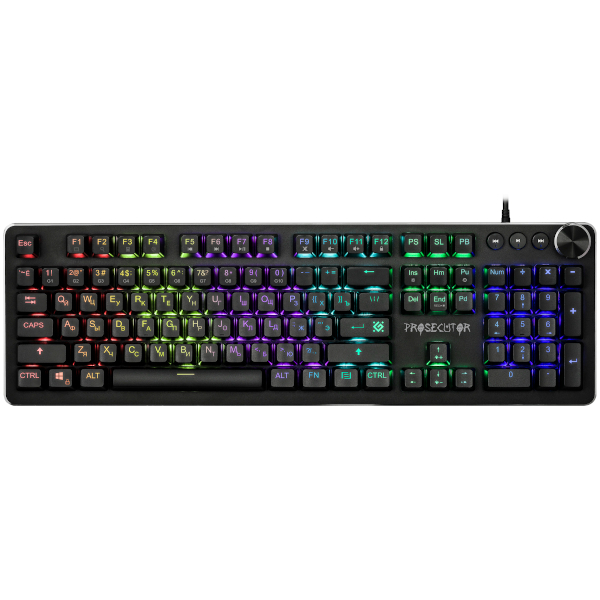 Клавиатура проводная Defender PALADIN GK-370L, механическая, Orange Blue, подсветка, USB, черный