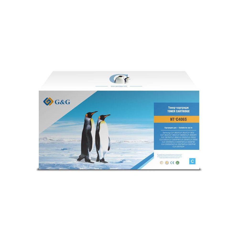 Картридж лазерный G&G NT-C406S голубой (1000стр.) для Samsung CLP-360/365/CLX-3300/3305