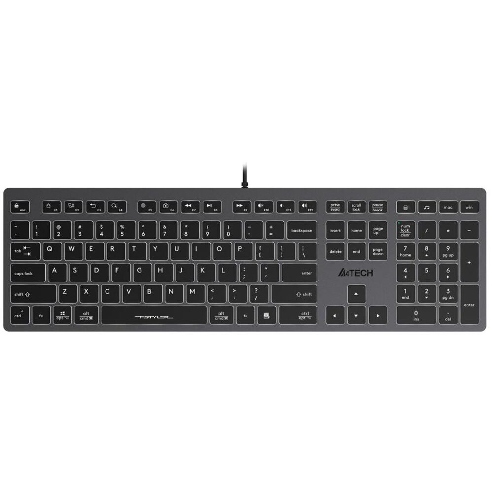 Клавиатура A4Tech Fstyler FX60 серый USB slim LED (FX60 GREY / WHITE)