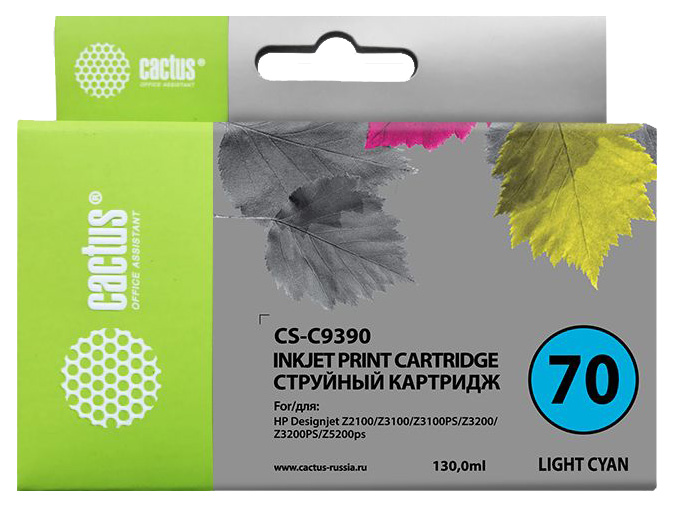 Картридж струйный Cactus CS-C9390 №70 светло-голубой (130мл) для HP DJ Z3100