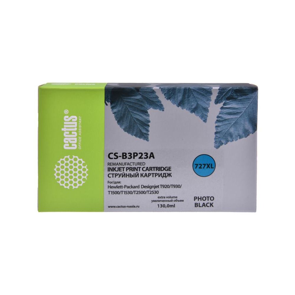 Картридж струйный Cactus CS-B3P23A №727 фото черный (130мл) для HP DJ T920/T1500