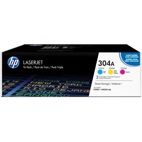Картридж лазерный HP 304A CF372AM голубой/пурпурный/желтый x3упак. (2800стр.) для HP CLJ 2025/CM2320