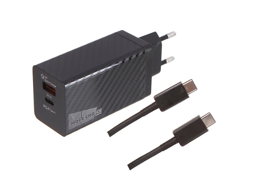 СЗУ Smart 2USB 3.0А GAN PD+QC65W быстрая зарядка More choice NC76S Black