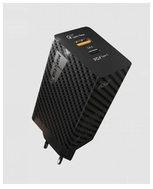 СЗУ Smart 2USB 3.0А GAN PD+QC65W быстрая зарядка More choice NC76S Black