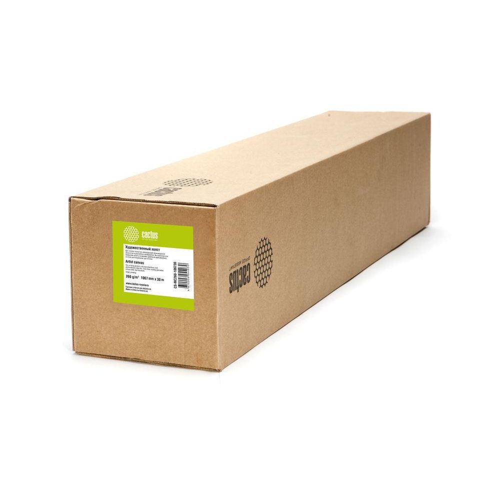Холст Cactus CS-MC340-61015 610мм-15м/340г/м2/белый хлопок для струйной печати втулка:50.8мм (2")