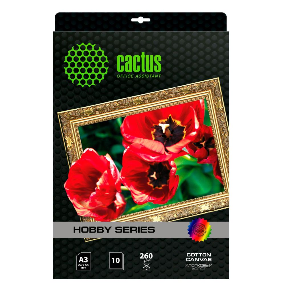Холст Cactus CS-CA326010 A3/260г/м2/10л./белый хлопок для струйной печати