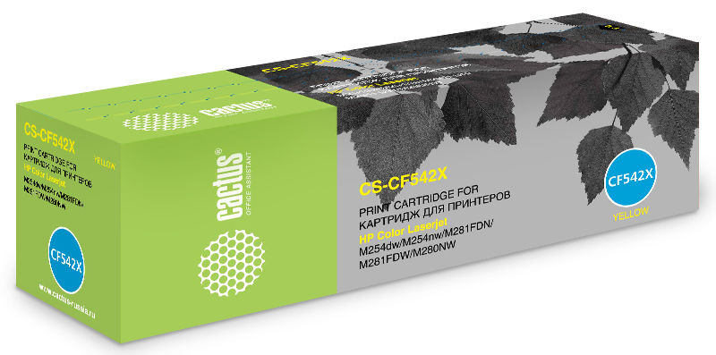 Картридж лазерный Cactus CS-CF542X CF542X желтый (2500стр.) для HP LJ M254dw/M280nw/M281fdn